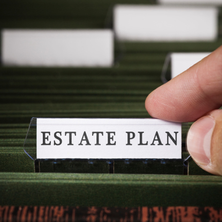 Estate plan file in a filing cabinet